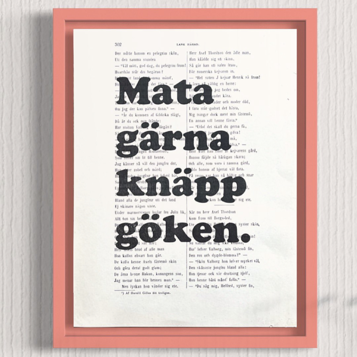 Tavla med text Mata gärna knäppgöken.