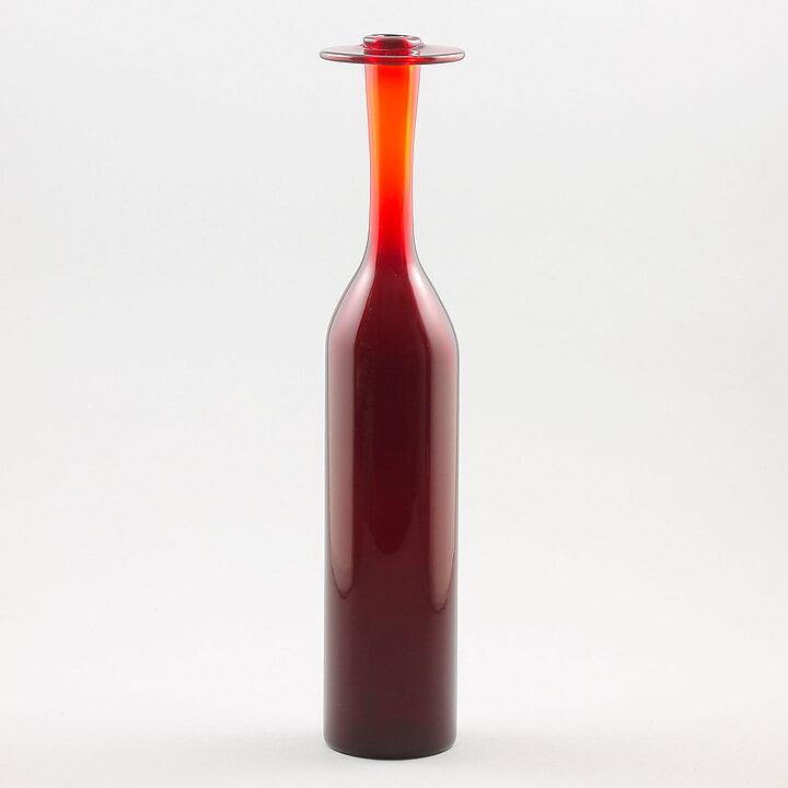 Oiva Toikka (1990s) Limited Red Bottle Vase 31 cm