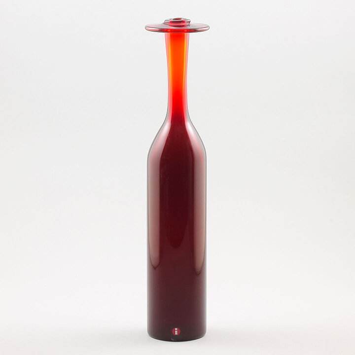 Oiva Toikka (1990s) Limited Red Bottle Vase 31 cm