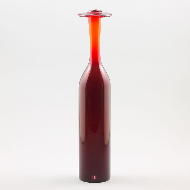 Oiva Toikka (1990s) Limited Red Bottle Vase 31 cm
