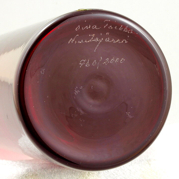 Oiva Toikka (1990s) Limited Red Bottle Vase 31 cm