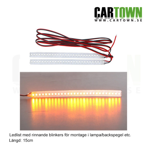 Ledlist gul rinnande blinkers 15cm, (2st)