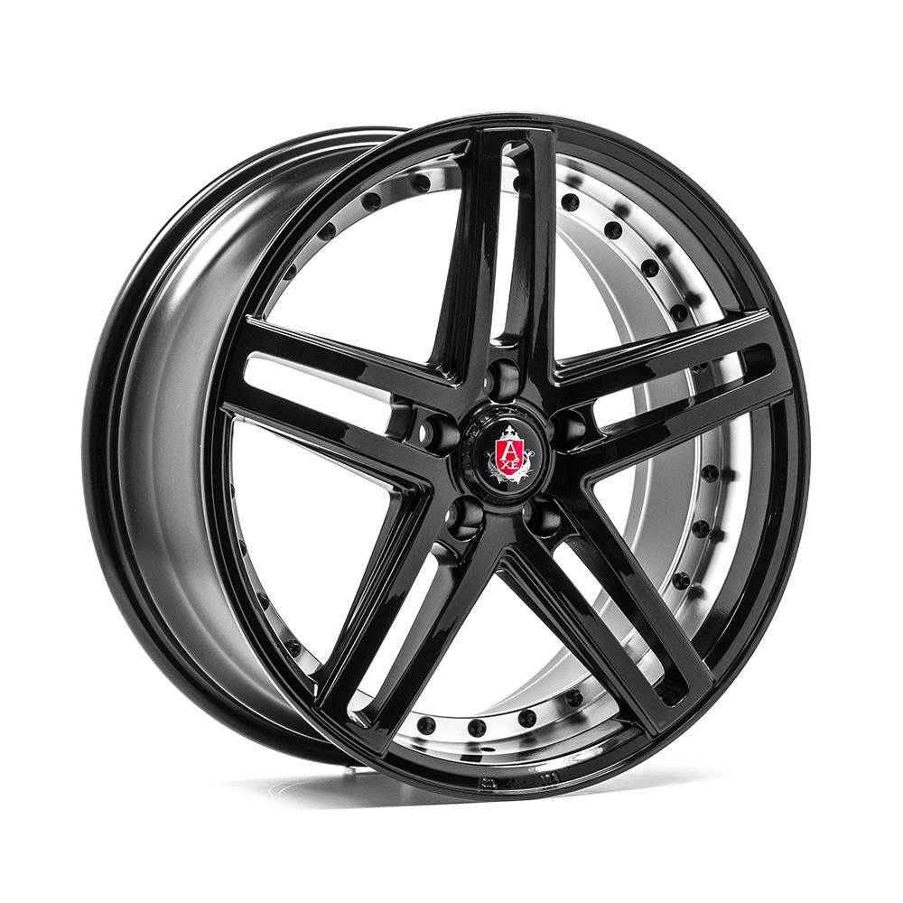 19" AXE WHEELS EX20 - GLOSSY BLACK FACE POLISHED BARREL