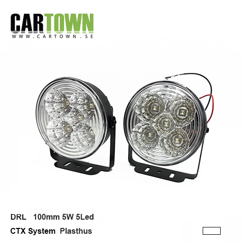 DRL 5W 100mm round with bracket (pair)