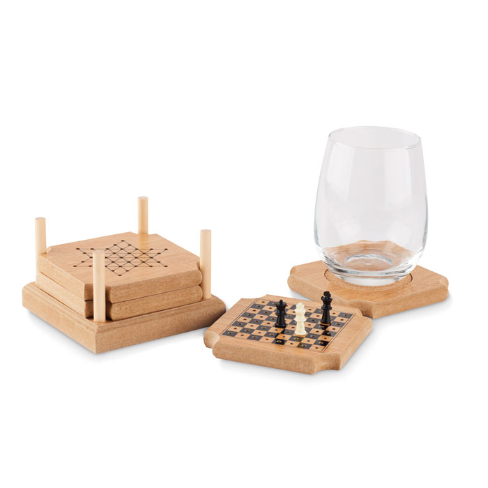 Glasunderlägg med inbyggda spel
