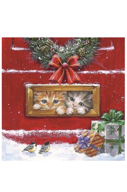 Servett Julkatter Röd -  Julservett - 12-pack - 33x33 cm