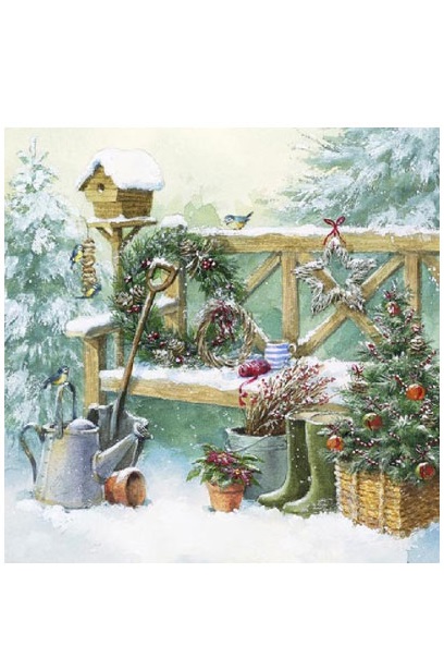 Servett Vinterträdgård - Julservett - 12-pack - 33x33 cm