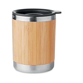 Termosmugg i rostfritt stål och bambu med lock 250 ml