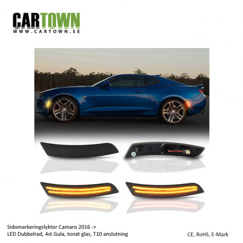 Sidomarkering Camaro Gen 6 Gula Dubbelrad LED tinted