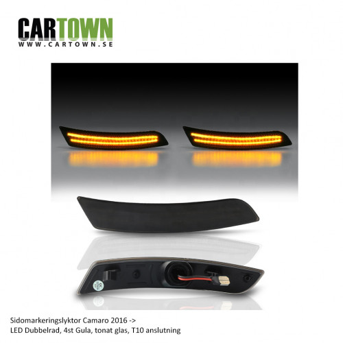 Sidomarkering Camaro Gen 6 Gula Dubbelrad LED tinted - 2