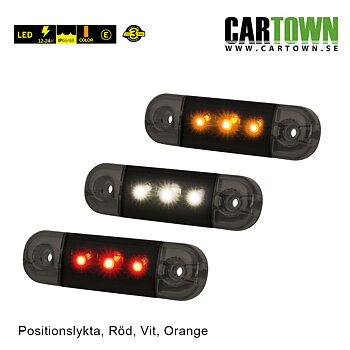 Positionslykta 3-Led Tinted E-Märkt 12-24V, Select Color