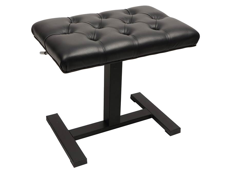 Piano bench with hydraulic adjustable seat (48x31x49-56cm) satin black and black quilted vinyl sea