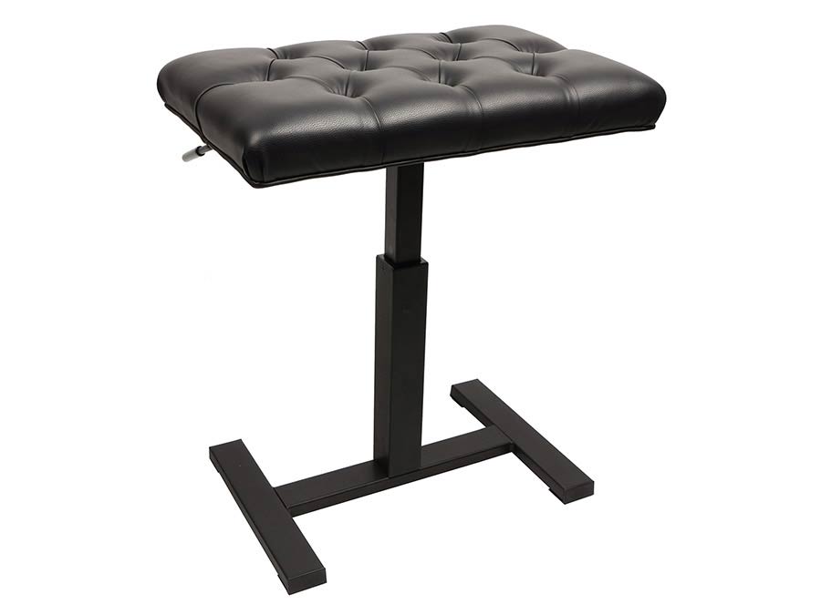 Piano bench with hydraulic adjustable seat (48x31x49-56cm) satin black and black quilted vinyl sea - 2