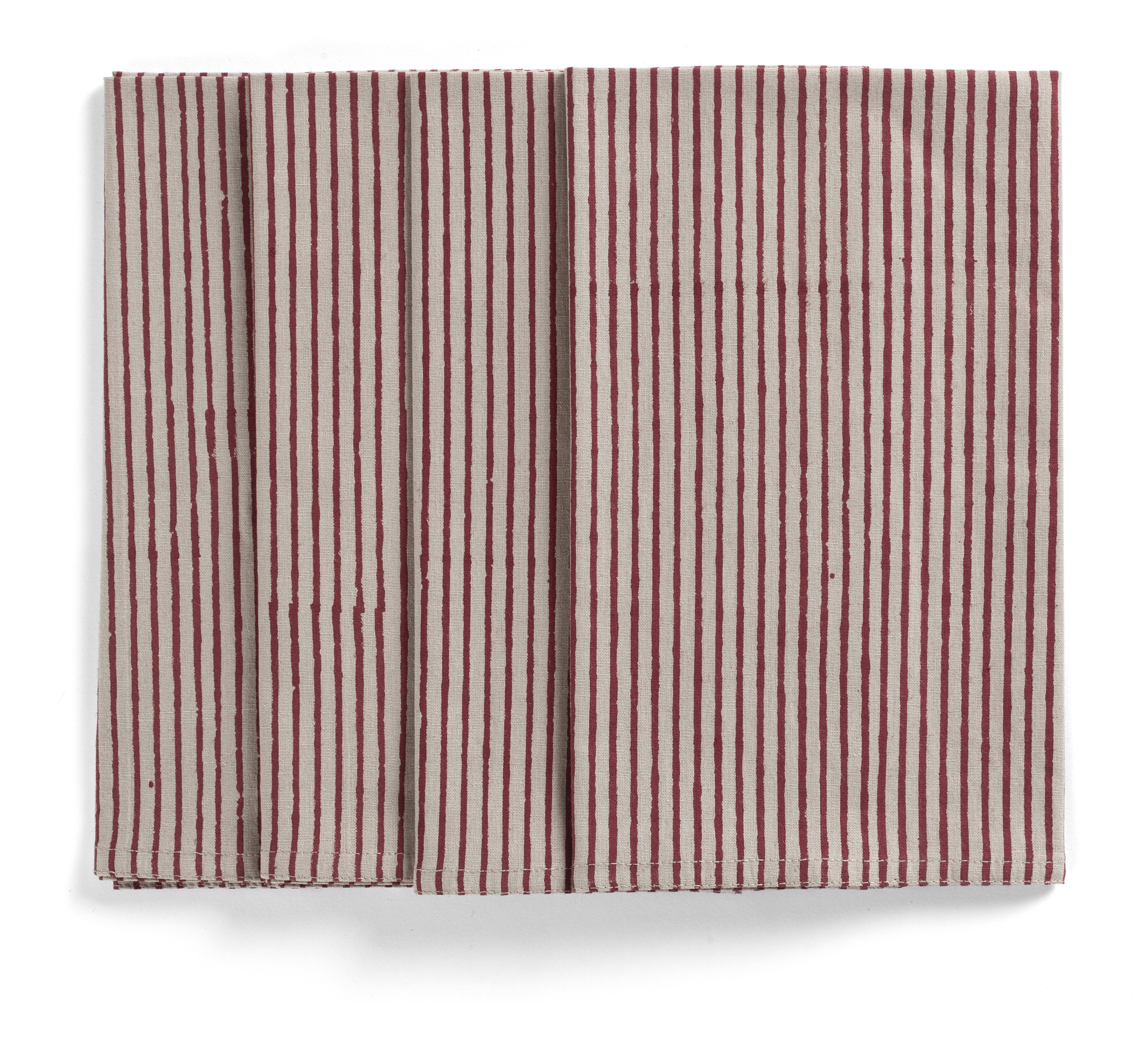 Servetter - STRIPE  Beige botten - Chamois - 4-pack - 6