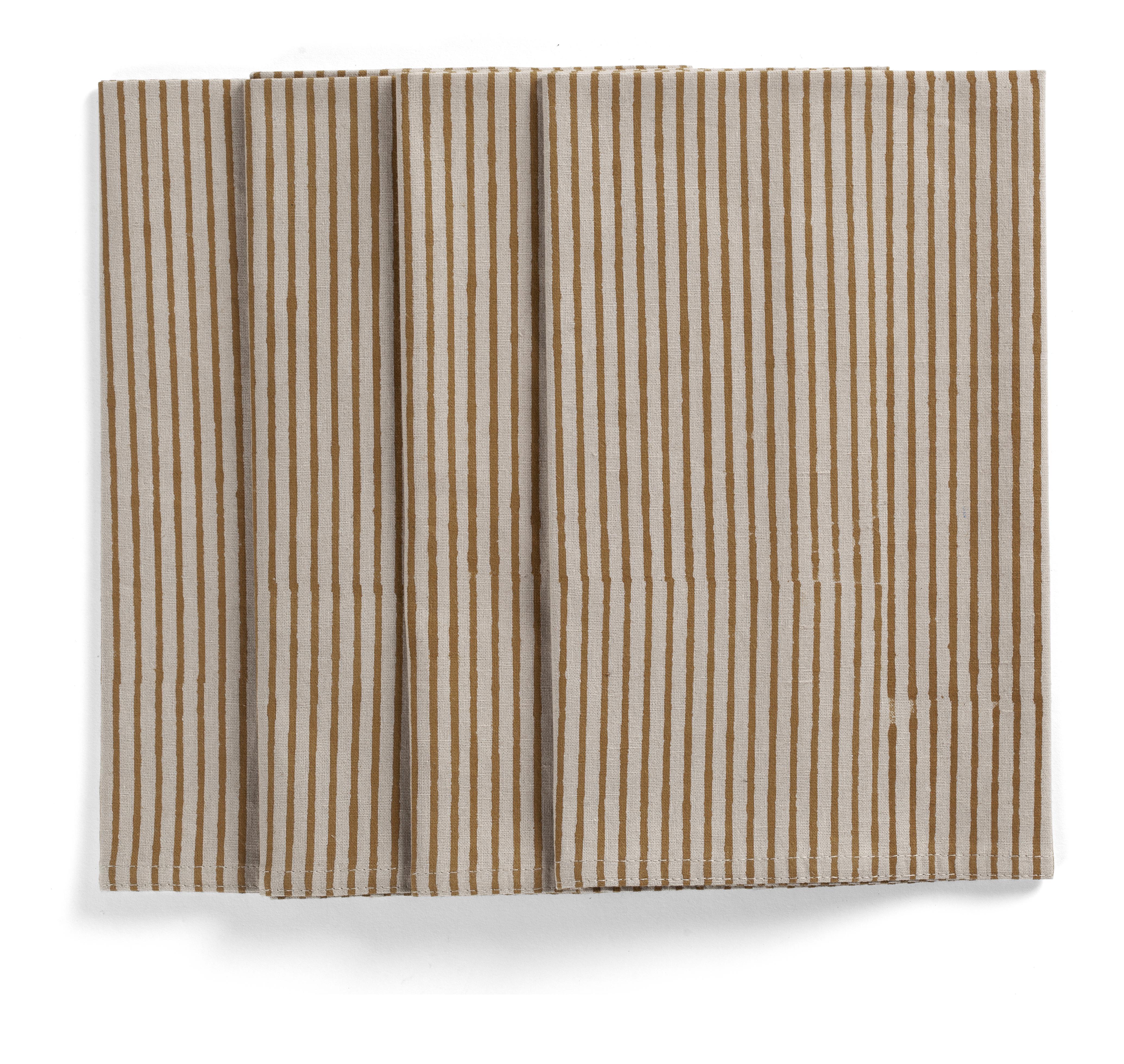 Servetter - STRIPE  Beige botten - Chamois - 4-pack