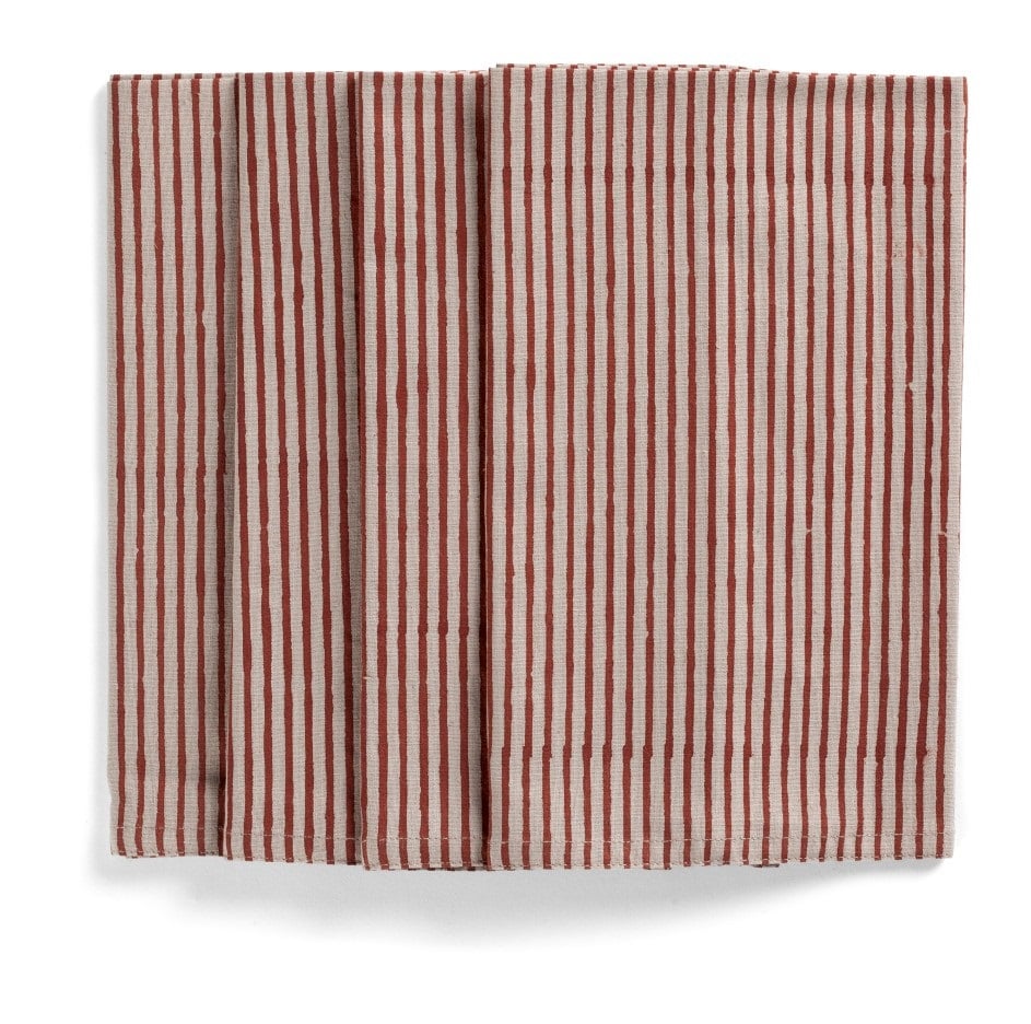 Servetter - STRIPE  Beige botten - Chamois - 4-pack - 4