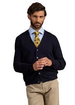 Cardigan 100 % mjuk lammull Navy från Alan Paine