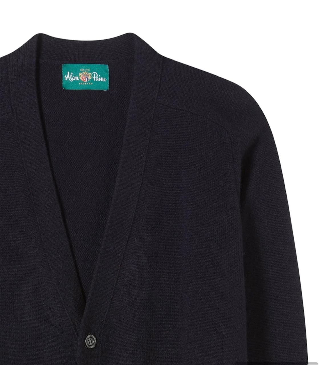 Cardigan 100 % mjuk lammull Navy från Alan Paine - 3