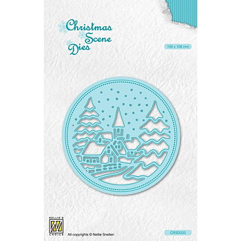 Nellies Choice  - Christmas Scene Die - Round Frame Snowy Village
