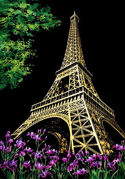Scratch painting Skrapmålning Skrappenna motiv kort Eifel Tower