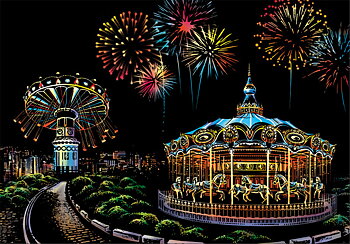 Scratch painting Skrapmålning Skrappenna motiv kort amusement park