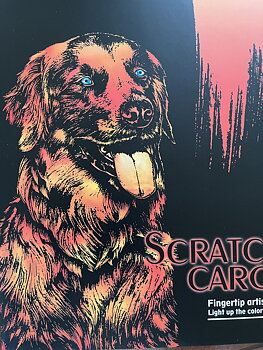 Scratch painting Skrapmålning Skrappenna motiv kort Hund