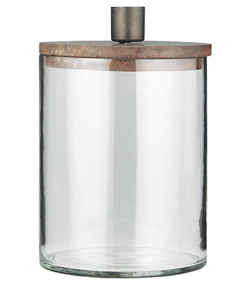 Ljusstake med förvaring. Trä/ glas 11 cm