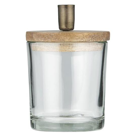 Ljusstake med förvaring. Trä/ glas 9 cm