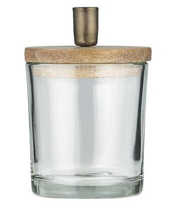 Ljusstake med förvaring. Trä/ glas 9 cm