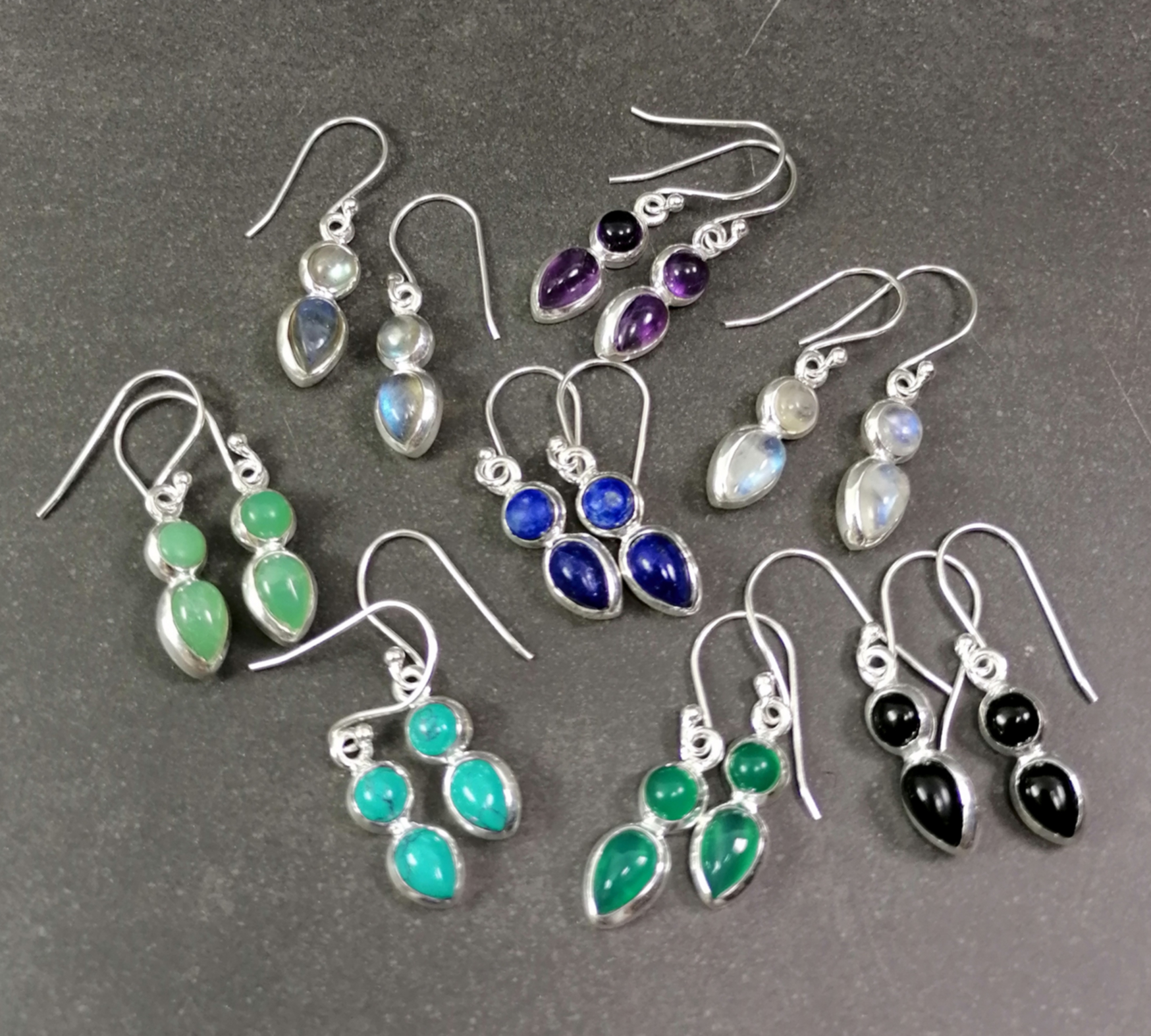 Silver Örhängen med Cabochon 