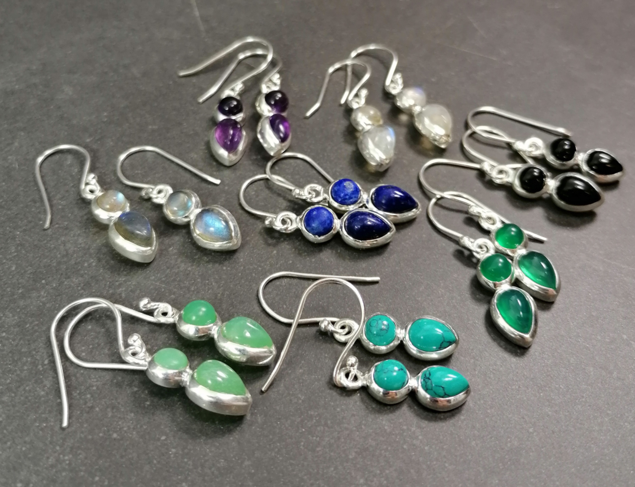 Silver Örhängen med Cabochon  - 3