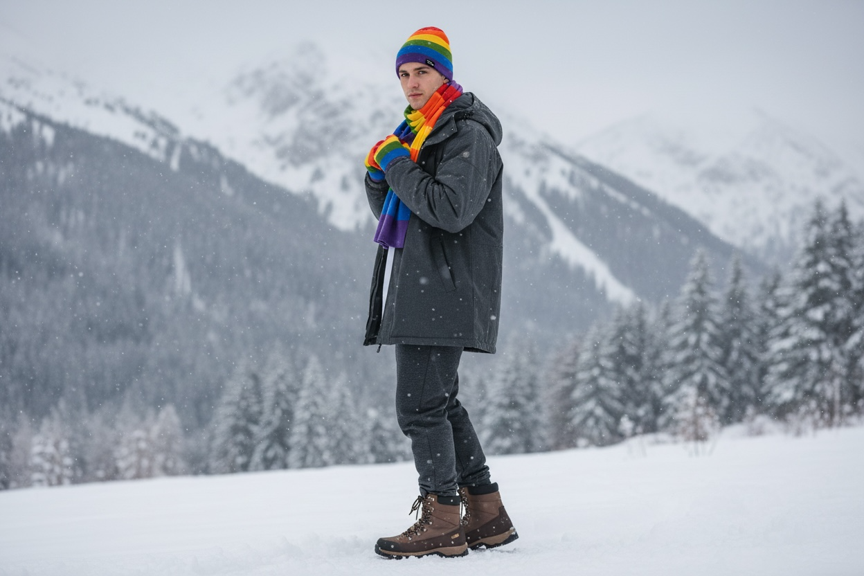 HappyPride Winterkollektion mit Pride-Fäustlingen, -Mütze und -Schal aus Wolle  - 10