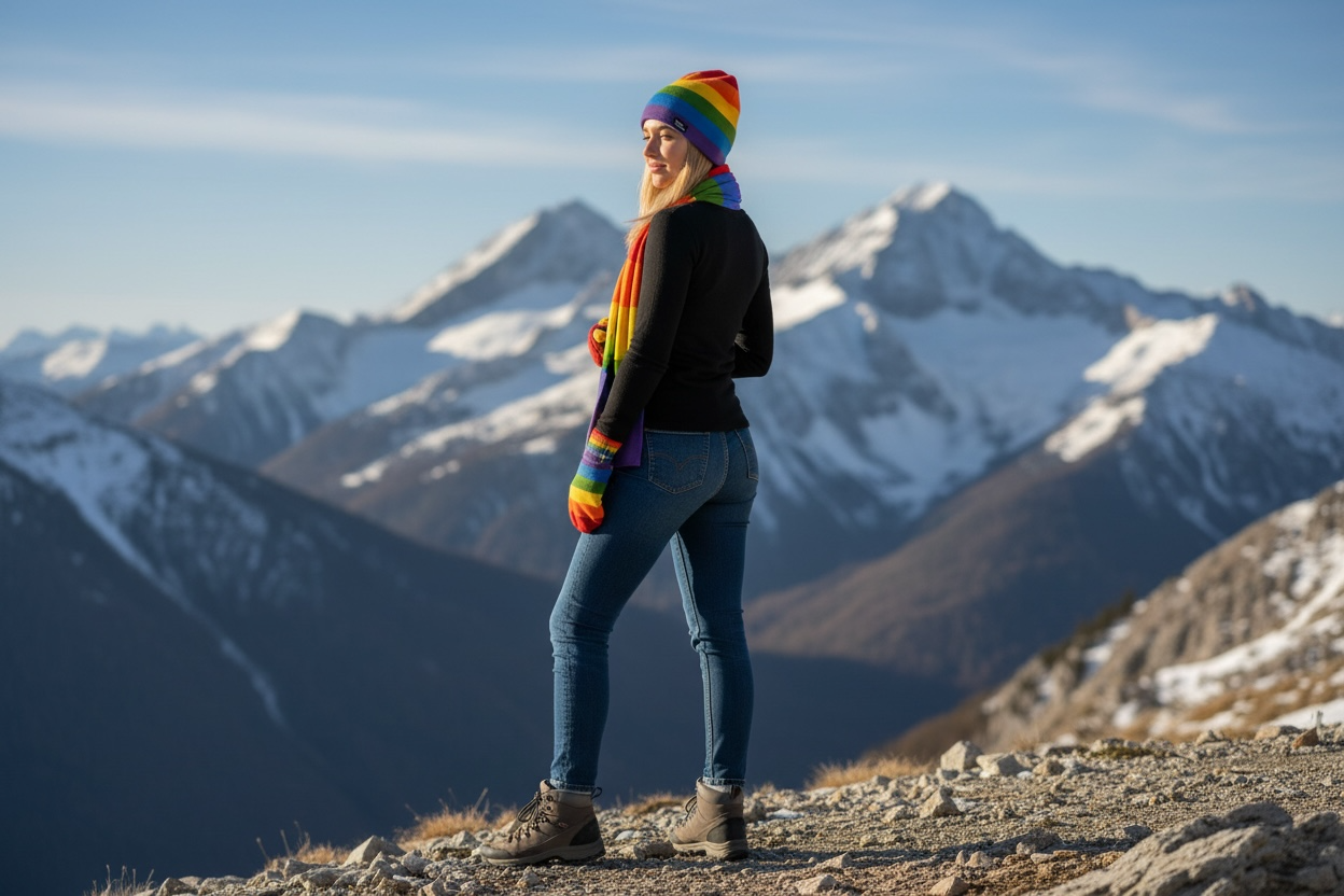 HappyPride Winterkollektion mit Pride-Fäustlingen, -Mütze und -Schal aus Wolle  - 11