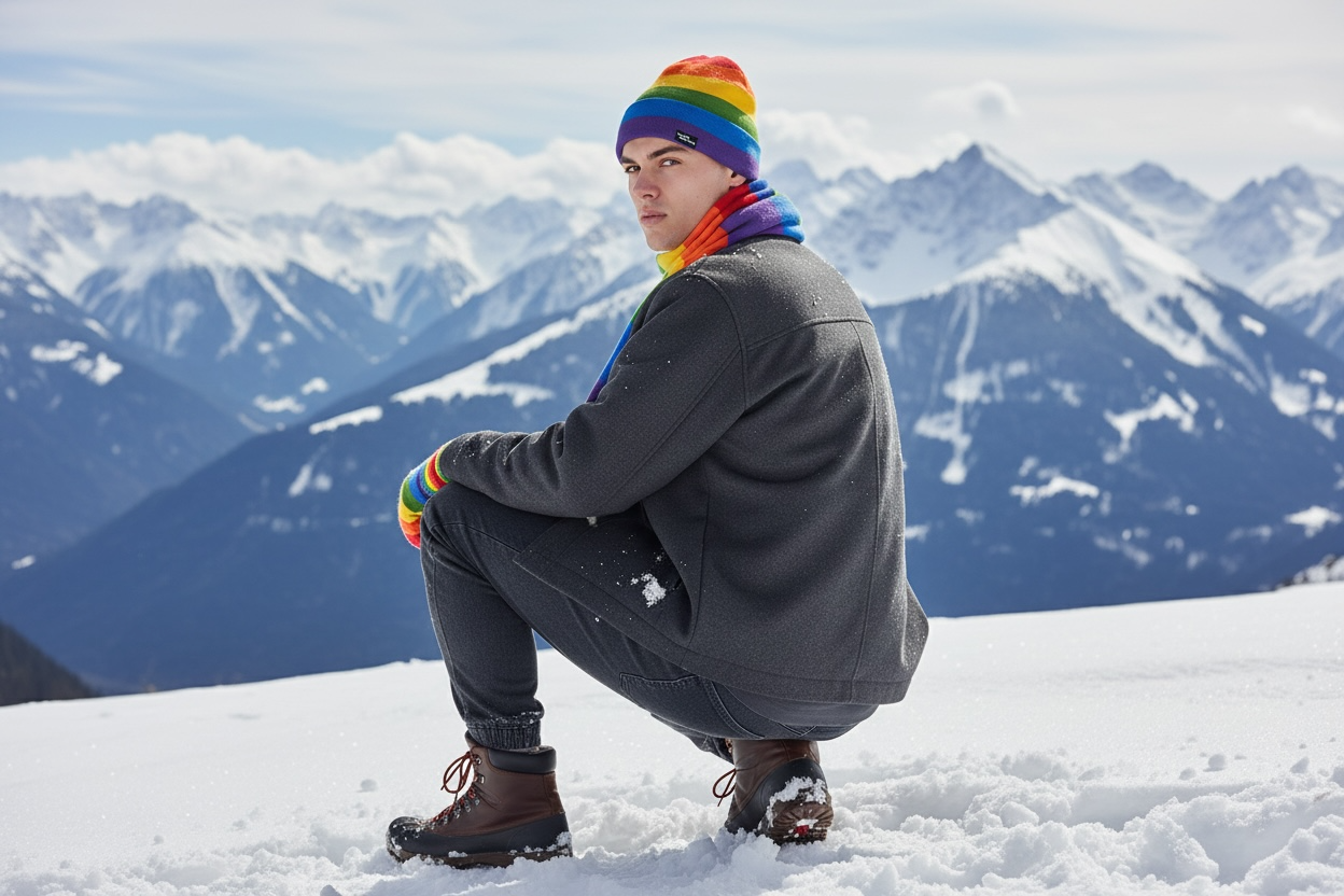 HappyPride Winterkollektion mit Pride-Fäustlingen, -Mütze und -Schal aus Wolle  - 8