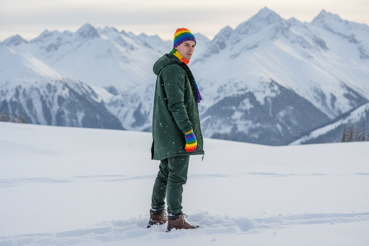 HappyPride Winterkollektion mit Pride-Fäustlingen, -Mütze und -Schal aus Wolle  - 9