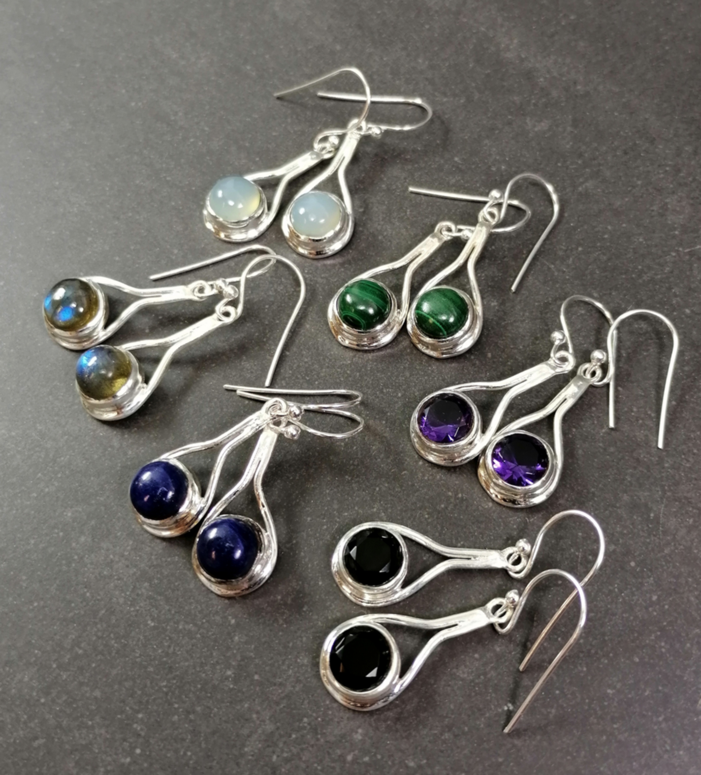 Silver Örhängen med Cabochon 