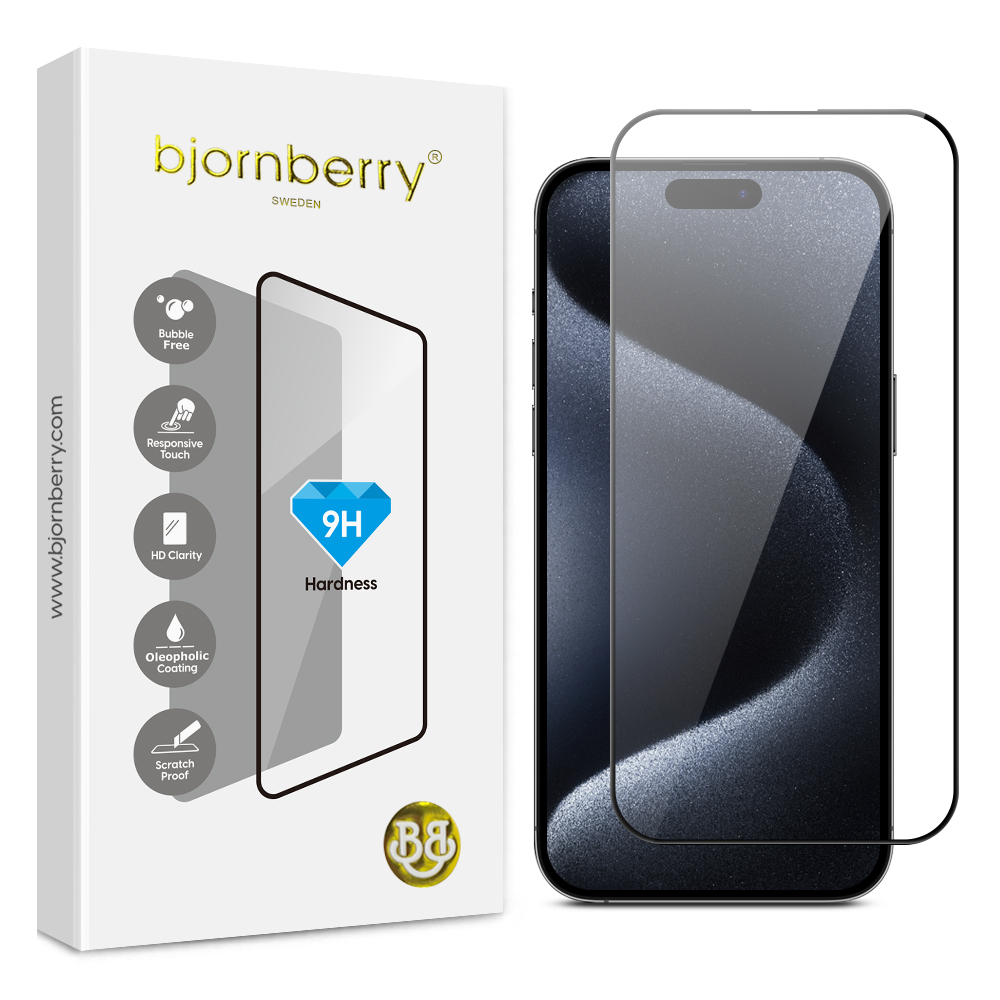 Bjornberry iPhone 15 Pro Max - Tempered Glas Screen Protector