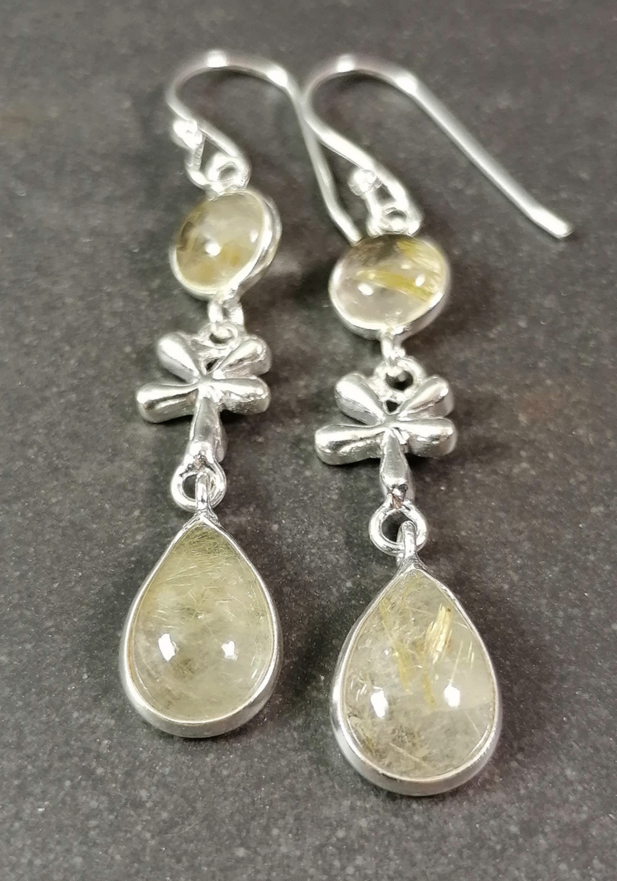 Silver Örhängen med Cabochon i Rutilkvarts - 2