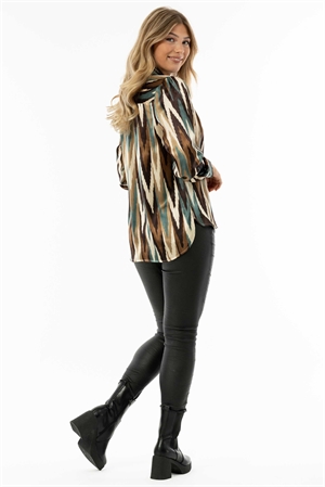 MACY TIE BLOUSE JUNIPER/SAND/HAZEL/COFFEE - 2