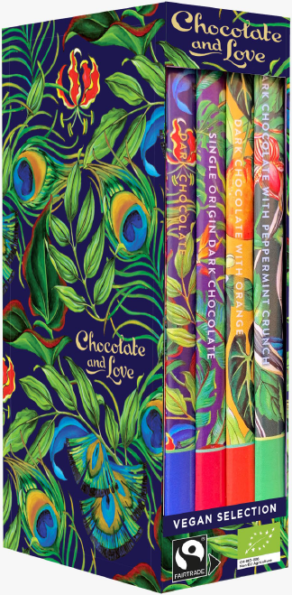 Chocolate & Love Blandbox Vegansk Mörk och Ljus Choklad 320g