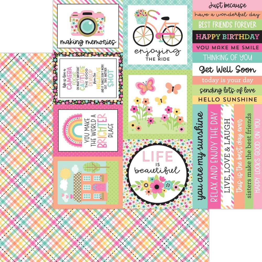 Doodlebug - Hello Again Cardstock - Patchwork Plaid