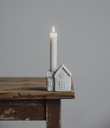 Ljusstaden nr 2. Ljusstake vitt hus 9 cm