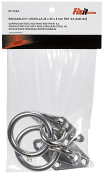 Surrningsfäste med ring 80X50X8MM A2 2ST