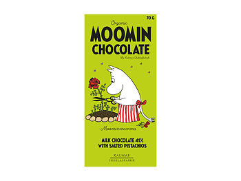 Organic Moomin Chocolate Moominmamma - Ljus choklad 41% med pistage & salt