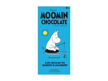 Organic Moomin Chocolate Moomintroll - Mörk choklad 70% med lingon & blåbär