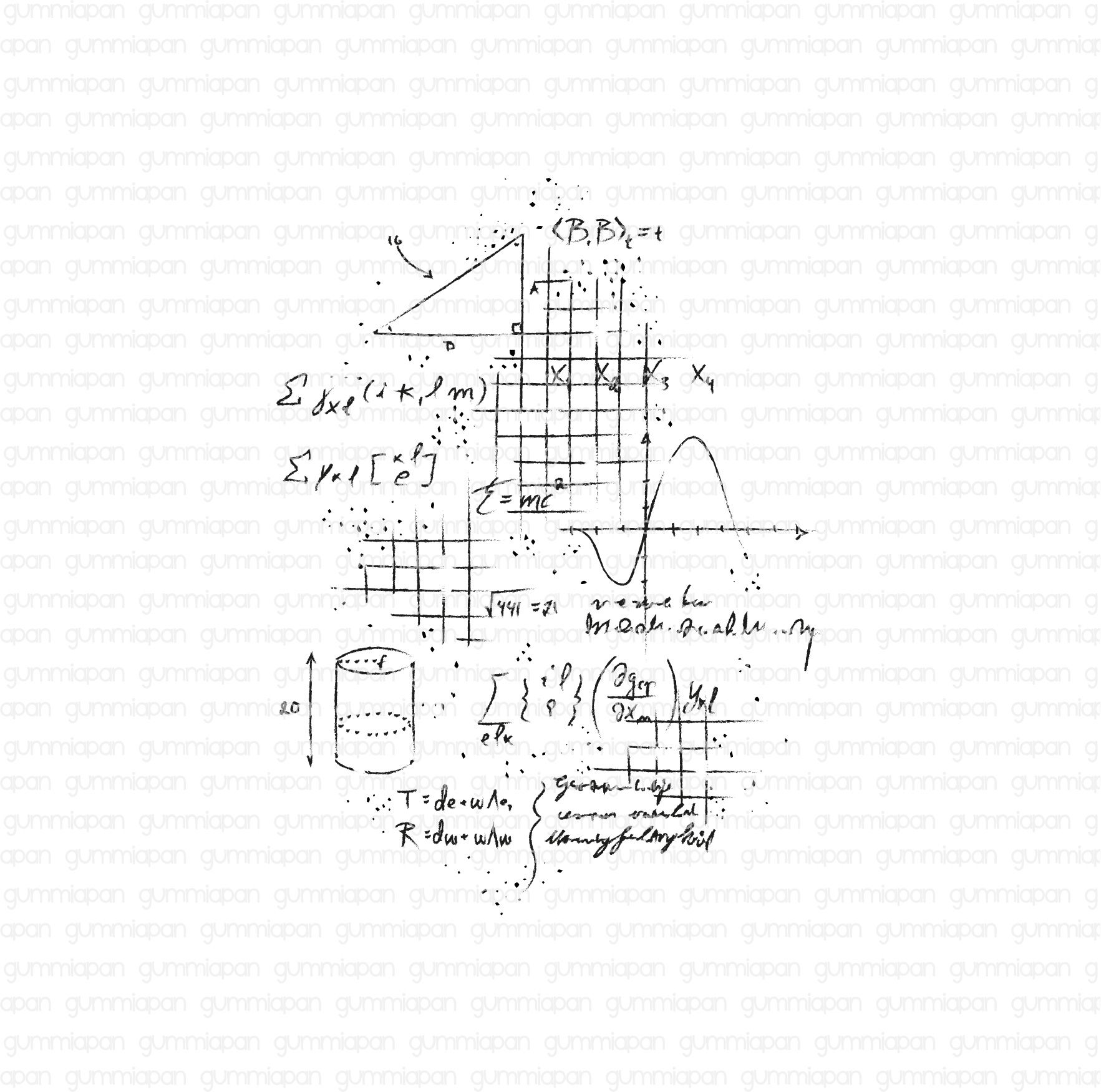 Gummiapan stämpel - Bakgrund Matematik
