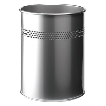 Papperskorg metall 15l silver