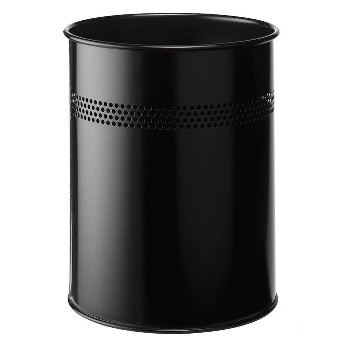 Papperskorg metall 15l svart