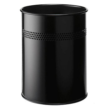 Papperskorg metall 15l svart