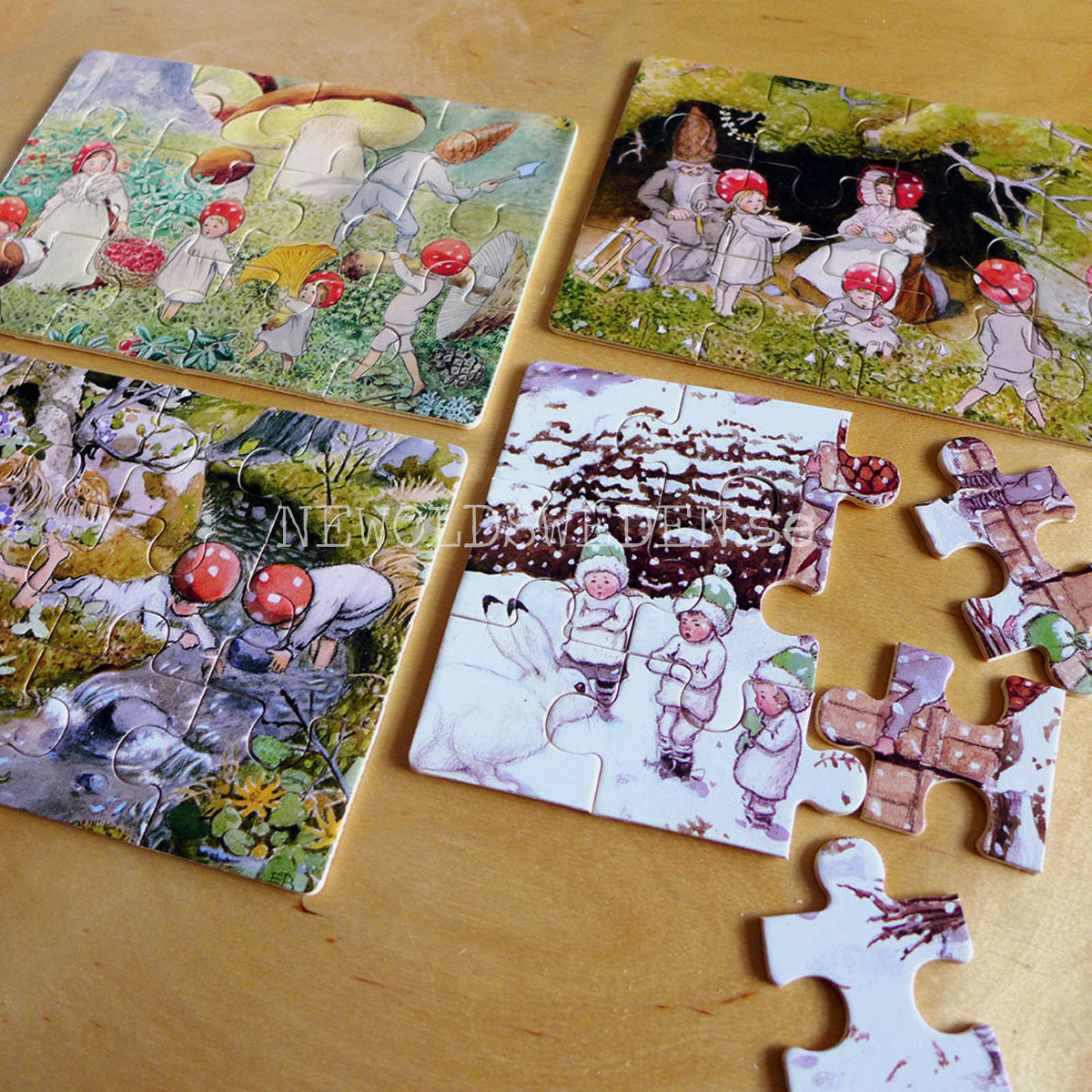 Tomtebobarnen 4 stycken Pussel i trä - Elsa Beskow - LO - 3